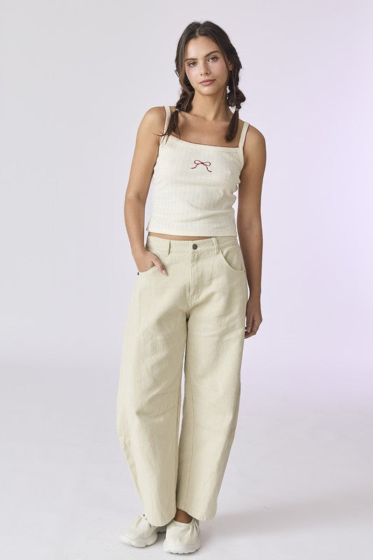 Embroidered Bow Knit Cami