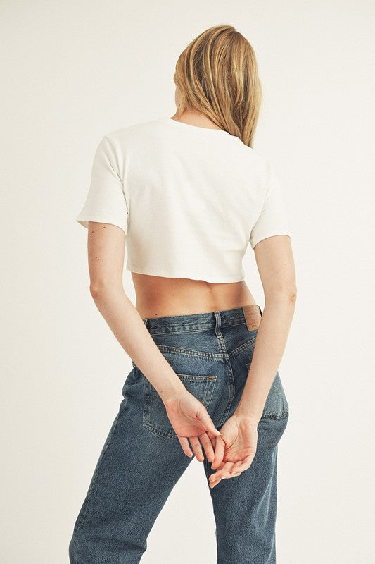 Floral White T-Shirt Crop