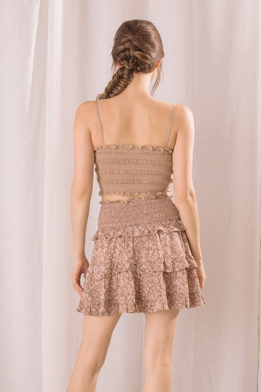Light Brown Floral Ruffle Set