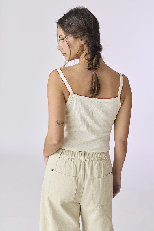 Embroidered Bow Knit Cami