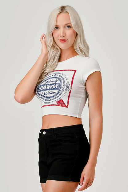 Howdy Cowboy Crop Tee