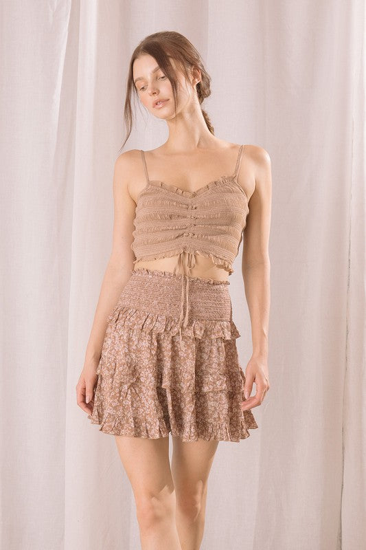 Light Brown Floral Ruffle Set