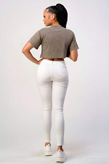 Mineral Washed Short Sleeve Crop Top